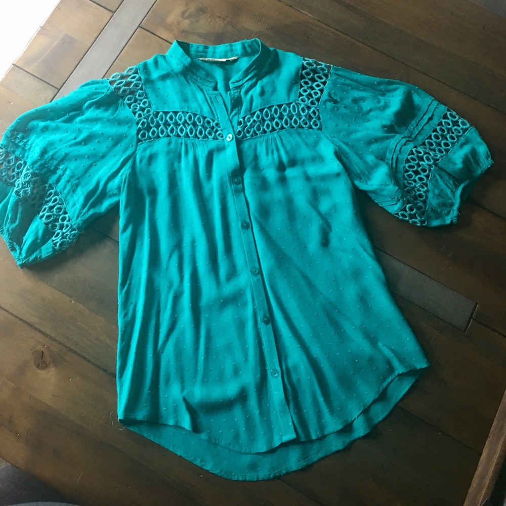 Teal Anthropologie top - Picture 2 of 5